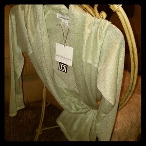 Thin, above-knee length coverlet sweater